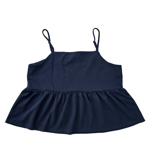 Peplum Tank Top Ann Taylor Size L Black Stretch Square Neck Sleeveless Shirt NWT - Picture 7 of 8